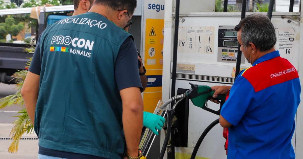 Gasolina aditivada e diesel S500 repetem faixa de R$ 7,09 a R$ 7,29 em Manaus